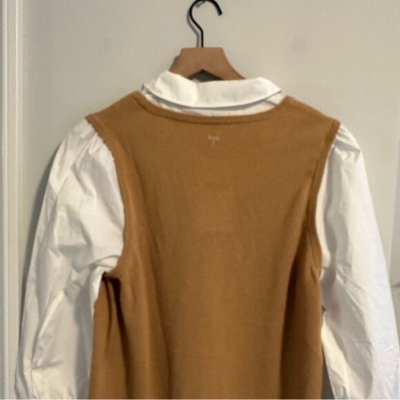 NWT Tuckernuck Tyler Boe Camel Cashmere White Long Sleeve Mini Shirt Dress Small - Picture 5 of 15